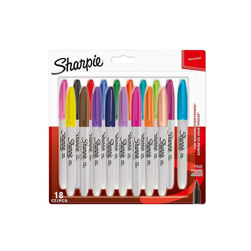 Image of Sharpie Fine Permenant Marker Assorted Colours Pack 18 - 2204015 EXR53458NR