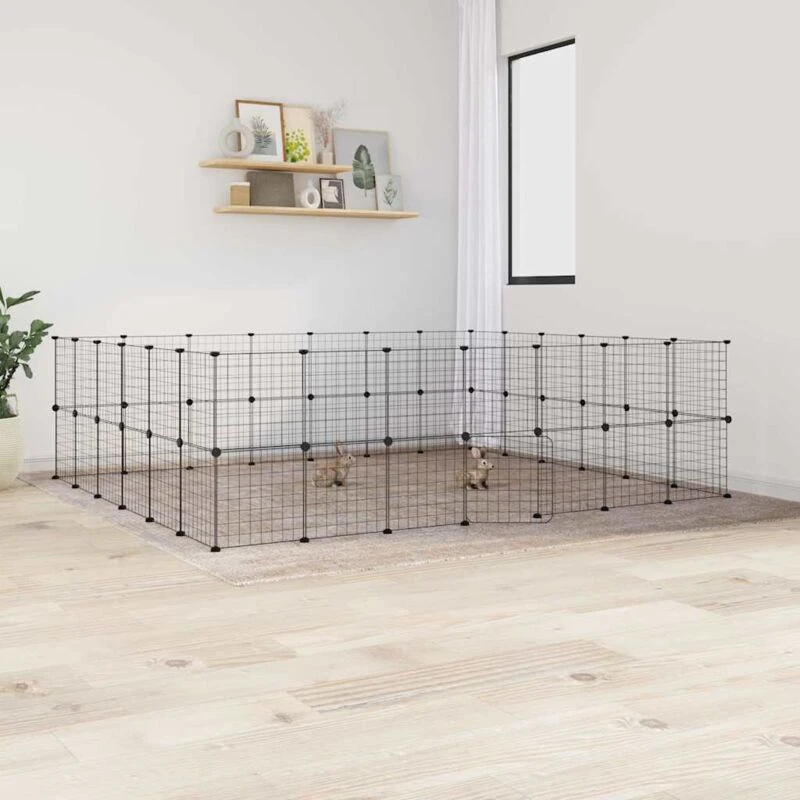 Image of VIDAXL 52-Panel Pet Cage with Door Black 35x35cm Steel Vidaxl 8720287190745