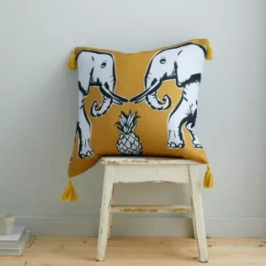 Image of Pineapple Elephant Tembo Tassel Cushion Ochre
