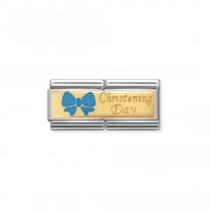 Image of Nomination Composable Classic Double Gold Light Blue Christening Day Link 030720/05
