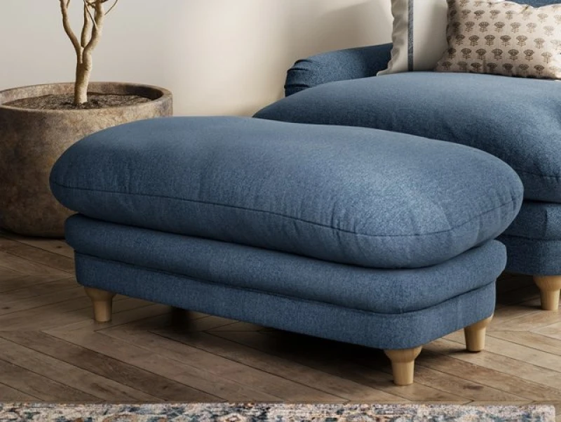 Image of LPD Plumpton Denim Blue Fabric Foot Stool