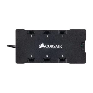 Image of Corsair 6-port RGB LED Hub for Corsair RGB Fans, 6x 4-pin Connectors, Power via SATA