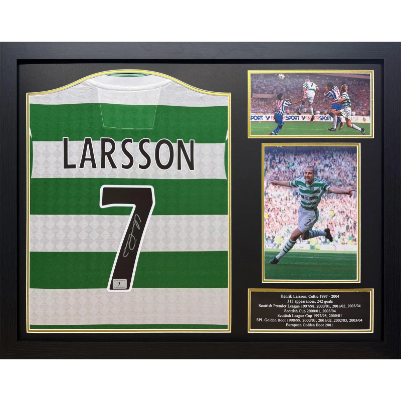 Image of AllStarSignings Ltd Henrik Larsson signed Celtic shirt Green unisex One Size