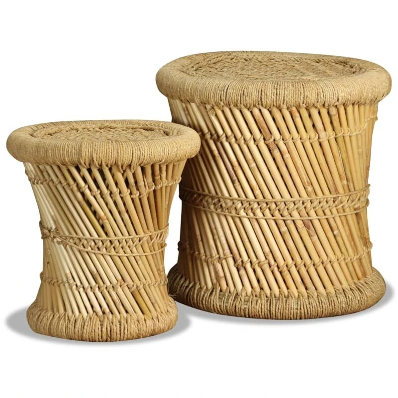 Image of VIDAXL Stools 2 pcs Bamboo and Jute Vidaxl 8718475530909