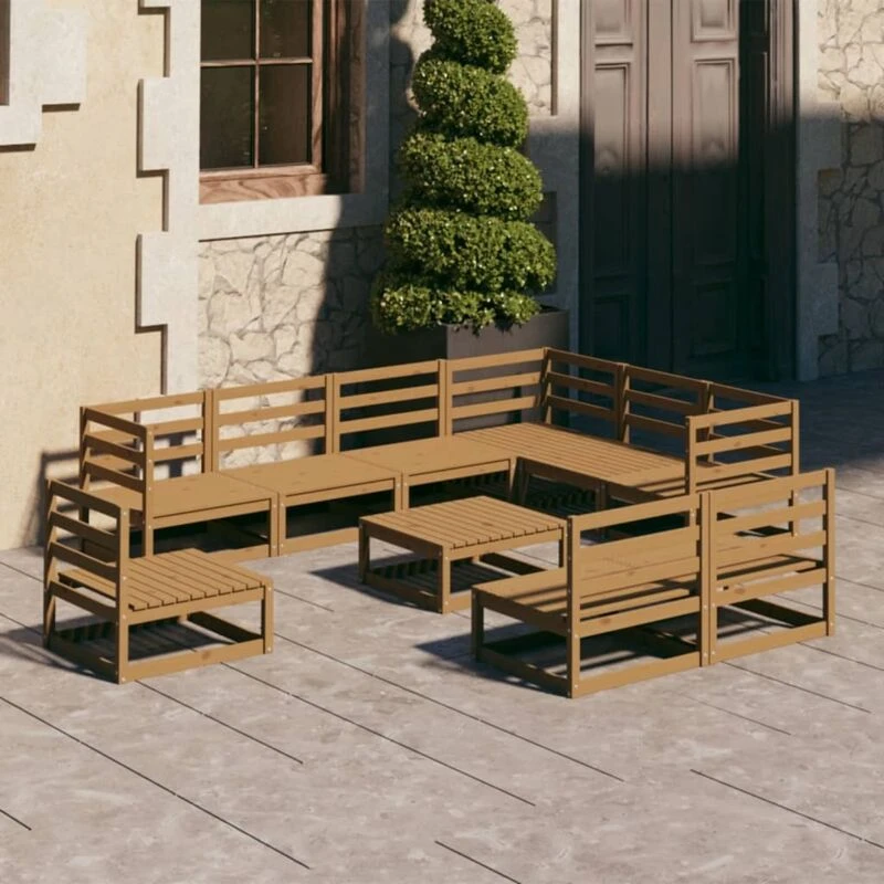 Image of VIDAXL 10 Piece Garden Lounge Set Honey Brown Solid Pinewood Vidaxl 8720286469002