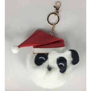 Image of Christmas Panda Pom Pom Keyring
