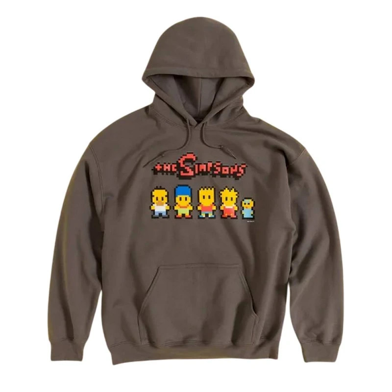 Image of The Simpsons Mens Pixel Hoodie in Charcoal Size: Medium Charcoal Male M