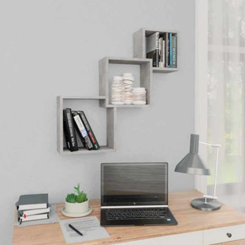 Image of Vidaxl Cube Wall Shelf Concrete Grey 68X15X68cm Engineered Wood