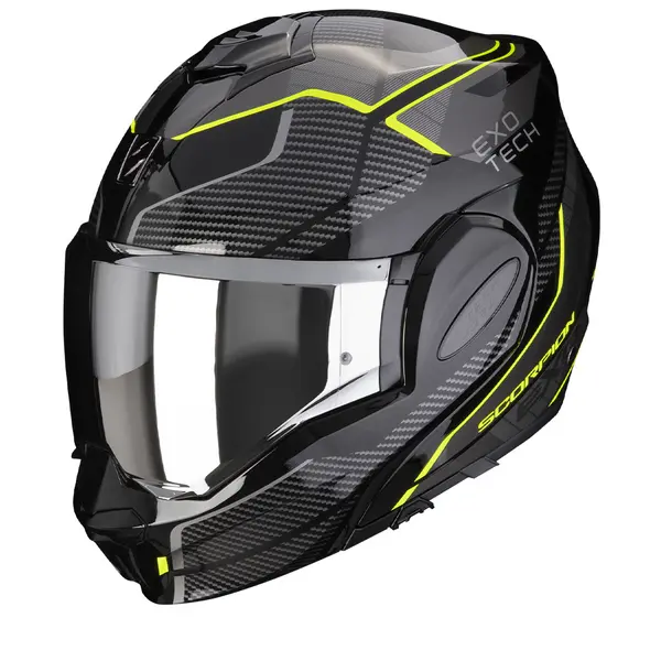 Image of Scorpion Exo-Tech Evo Animo Black-Neon Yellow Modular Helmet L
