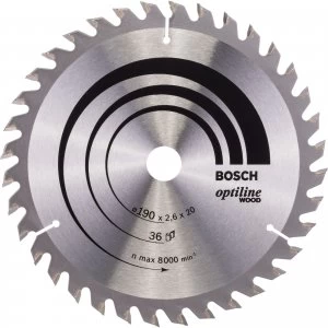 Image of Bosch Optiline Wood Cutting Saw Blade 190mm 36T 20mm