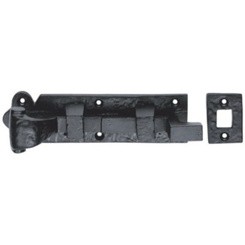 Image of Loops Cranked Barerel Surface Mounted Door Bolt Lock 157 x 45mm Black Antique Black unisex
