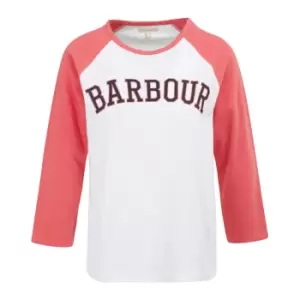 Image of Barbour Womens Northumberland Tee White/Pink Punch 14