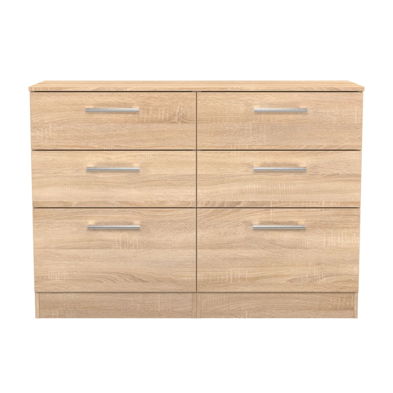 Image of Brindisi Ready Assembled Oak Effect 6 Drawer Chest (H)795mm (W)1120mm (D)415mm
