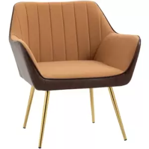 Image of Homcom - Accent Chairs Velvet Armchairs for Living Room and Bedroom Light Brown