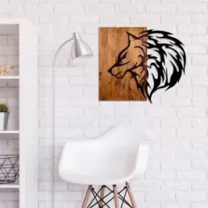 Image of Wolf2 Walnut Black Decorative Wooden Wall Accessory