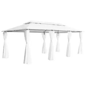 Image of Vidaxl Gazebo With Curtains 600X298X270 Cm White 180G/M²