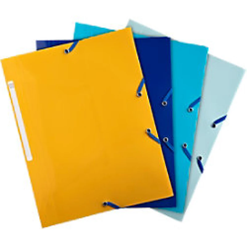 Image of Exacompta Bee Blue 3 Flap Folder A4 Assorted Colours (Pack 4) - 55110E