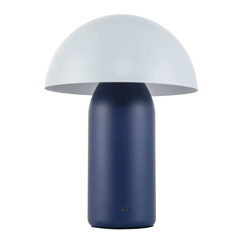 Image of Happy Homewares Modern Rechargeable Mushroom Table Lamp with Touch Dimmer Button in Midnight Size: 14" Midnight Unisex 14"