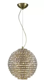 Image of Nord 5 Light Ceiling Fitting Antique Brass with Clear Crystal Finish CFH608241/L/AB