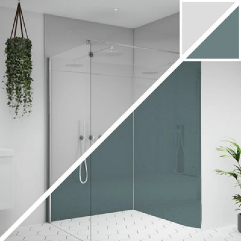 Image of Splashwall Alloy Double-Sided Aluminium Bathroom & Wet Room Decorative Panel (H)2400mm (W)900mm - Gloss Glacier White & Neptune Blue