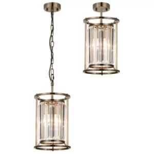 Image of Luminosa Lighting - Luminosa Guilford Ceiling Pendant, E27, Antique Brass, Clear