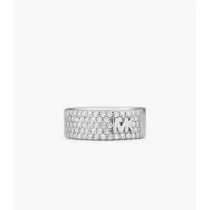 Image of Michael Kors Womens Sterling Pav Logo Band Ring - Silver