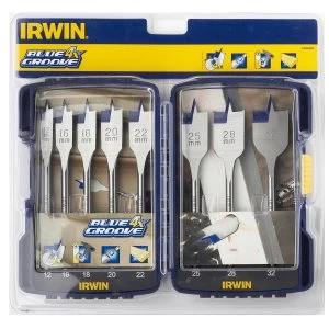 Image of Irwin Blue Groove 4X Flat Bit Set - 8 Piece