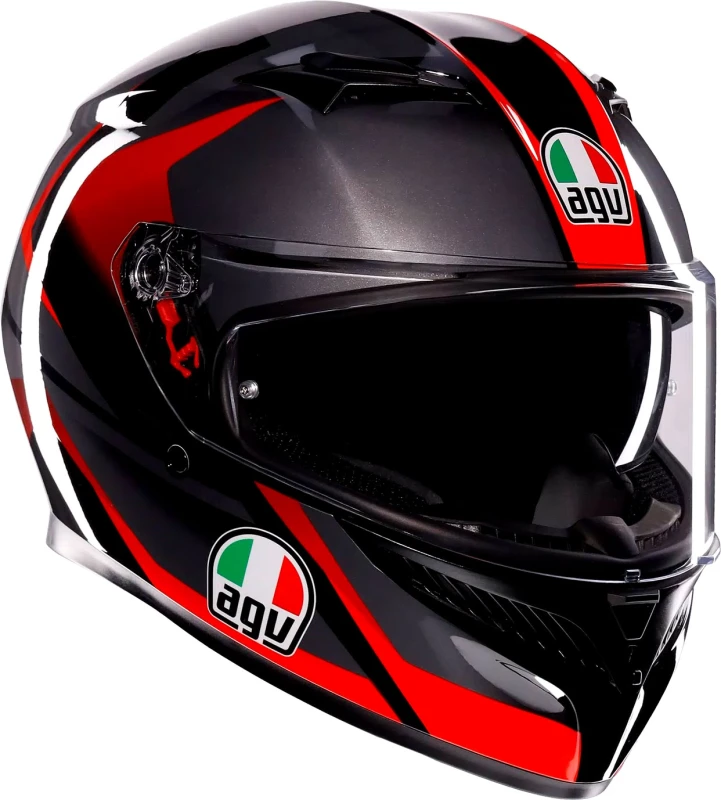 Image of AGV K3 E2206 Mplk Striga Black Grey Red Full Face Helmet Size XL