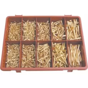 Image of Qualfast Slotted Countersunk Wood Screw Kit Brass