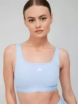 Image of adidas Hyperglam Sports Bra - Light Support - Blue Size S, Women