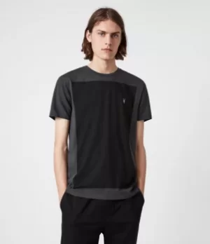 Image of AllSaints Mens Lobke Crew T-Shirt, Washed/jet Black, Size: S