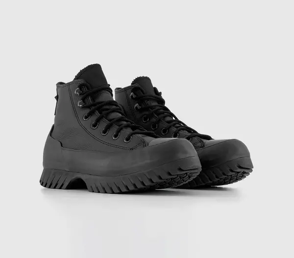 Image of Converse Womens All Star Lugged Winter 2.0 Trainers Black Bold Mandarin, 4