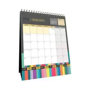 Image of Collins Edge Rainbow Desk Calendar Month To View 2024 EDDC-24 CD09736
