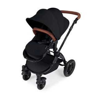 Image of Ickle Bubba Stomp V3 i-Size Travel System with Isofix Base - Black on Black with Tan Handles