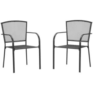 Image of Set of 2 Metal Garden Chairs for Patio or Porch in Grey