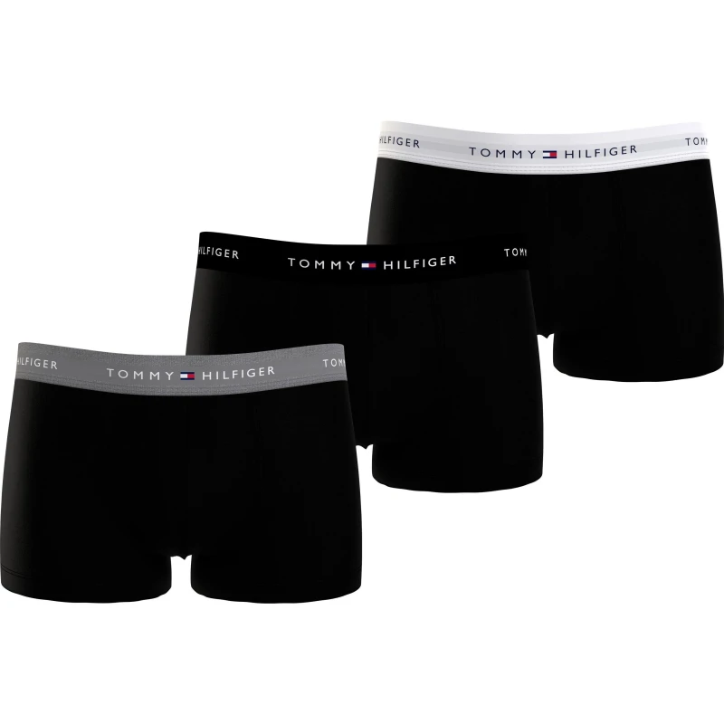 Image of Tommy Hilfiger 3 Pack Logo Waistband Trunks Black 0UC male Large