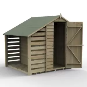 Image of Forest Garden Overlap Pressure Treated 4' x 6' Apex Shed No Window With Lean To