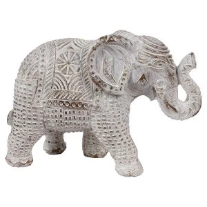 Image of Brushed White and Gold Medium Thai Elephant Figurine