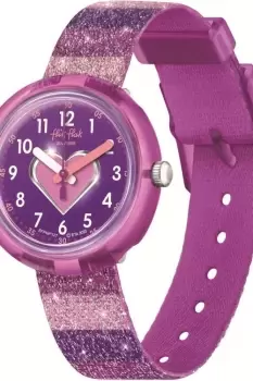 Image of Childrens Flik Flak Stripy Glitter Watch FPNP127