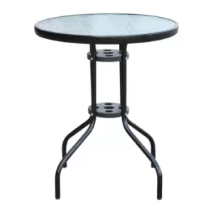 Image of Outsunny Portable Round Metal Garden Table - Black