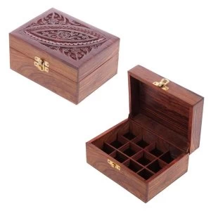 Image of Sheesham Wood Carved Compartment Box Medium