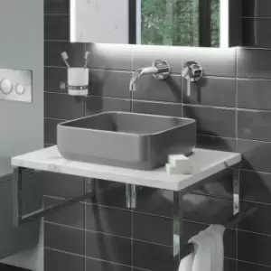Image of Grey Square Countertop Basin and Waste 360mm - Augusta