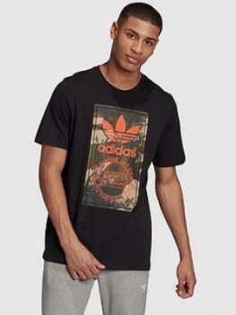 Image of adidas Originals Camo Graphic T-Shirt - Black, Size L, Men
