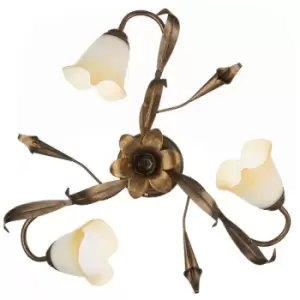 Image of Onli Lucrezia 3 Light Multi Arm Semi Flush Ceiling Lamp, Bronze