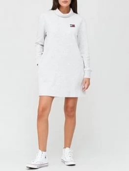 Image of Tommy Jeans Tjw Badge Mock Neck Dress - Grey