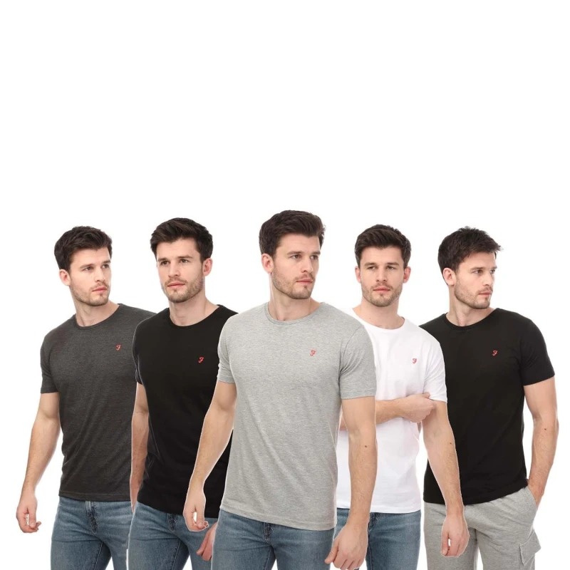 Image of Farah Briars 5 Pack Lounge T-Shirts - Multi Multi S