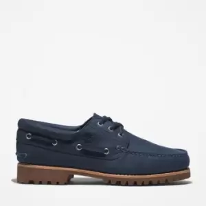 Image of Timberland 3-eye Lug Handsewn Boat Shoe For Men In Navy, Size 11.5
