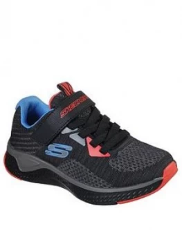 Image of Skechers Boys Solar Fuse Speed Blitz Trainers - Charcoal