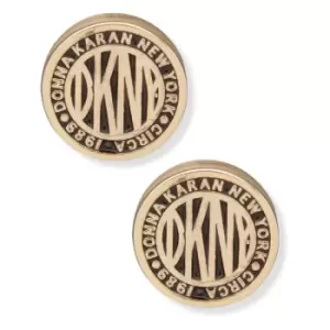 Image of Ladies DKNY Gold Plated Stainless Steel Logo Stud