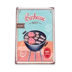 Image of Retro Barbecue Party Sign Vintage Metal Sign